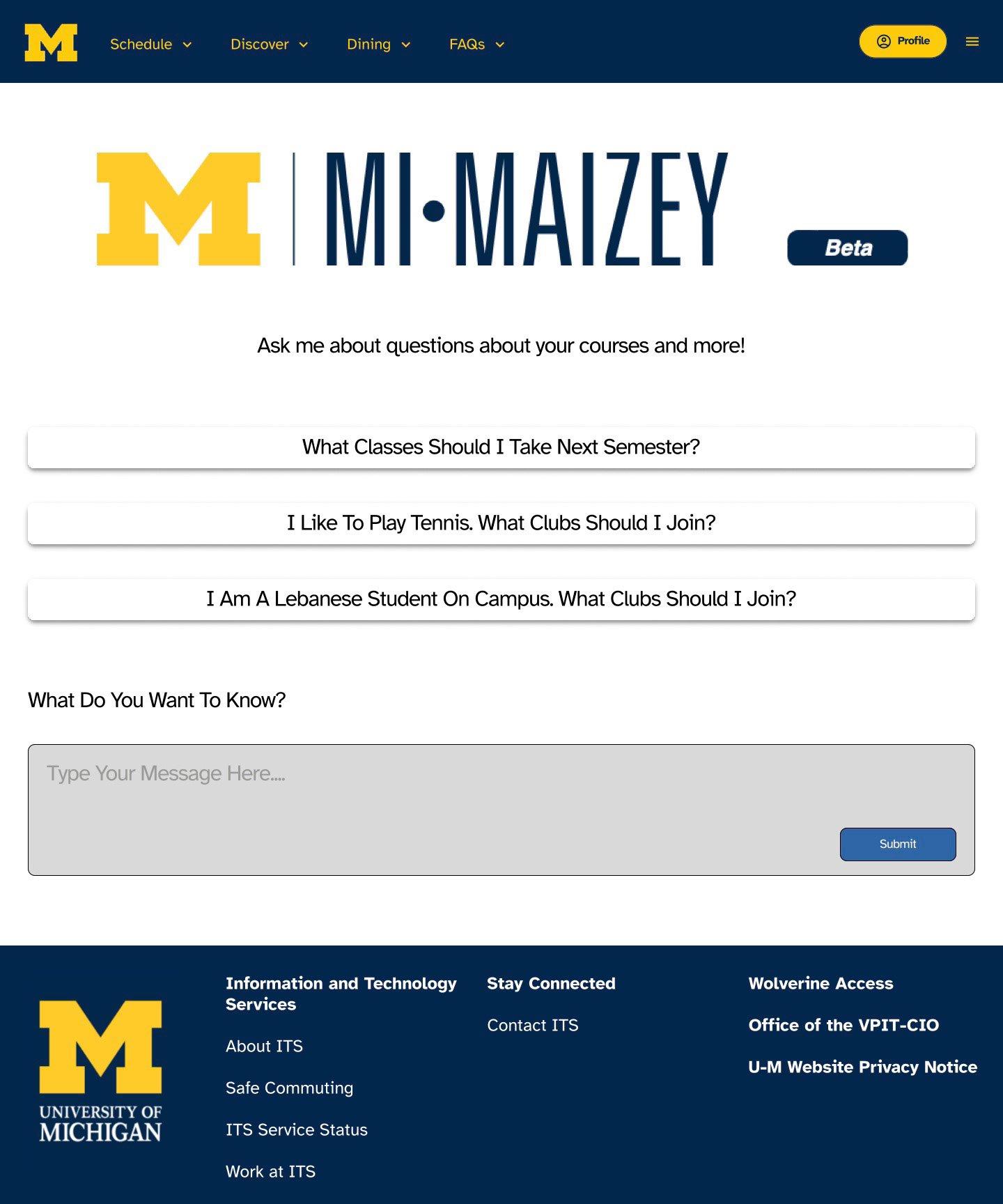 MI Maizey navigation