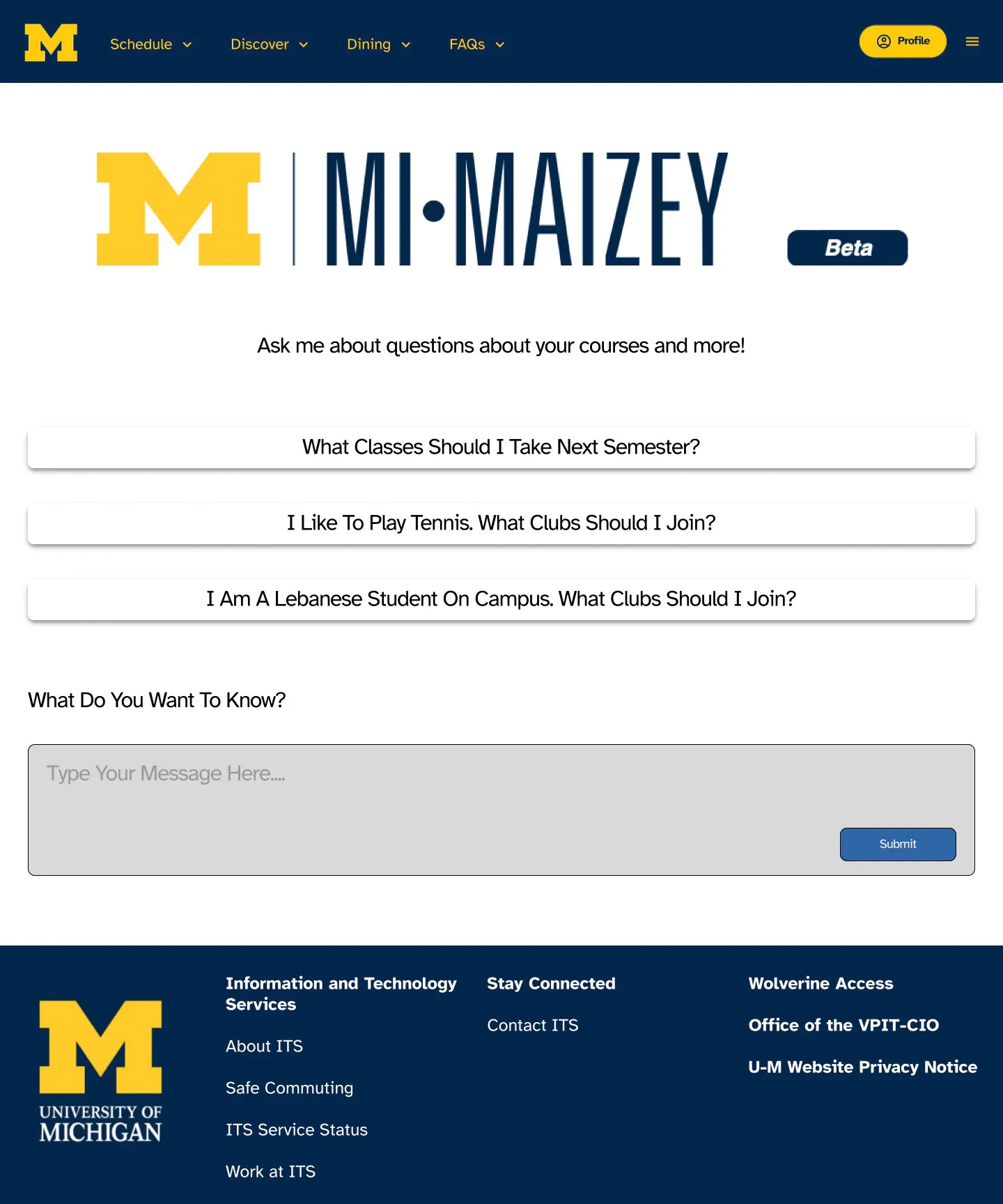MI Maizey navigation