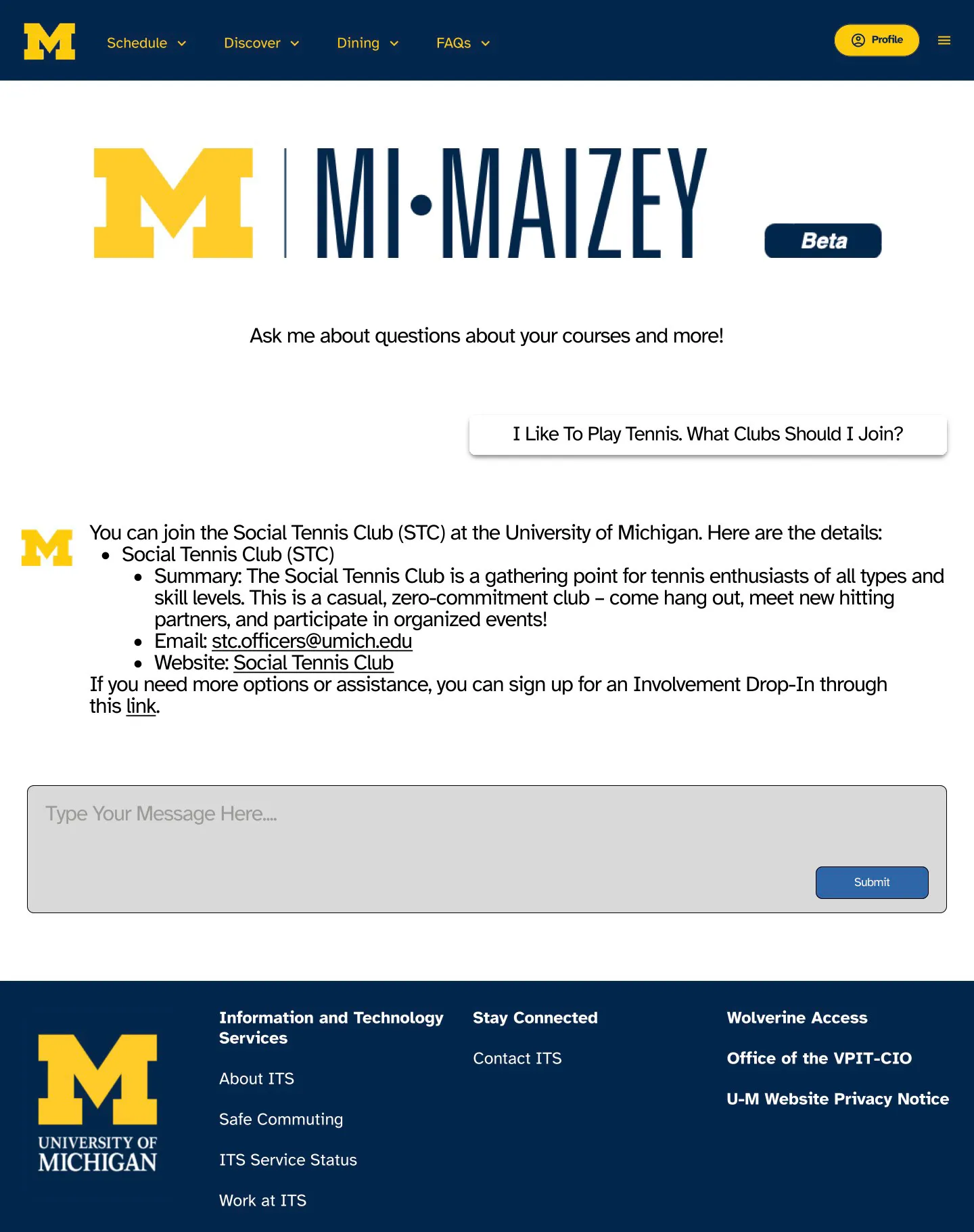 MI Maizey dashboard